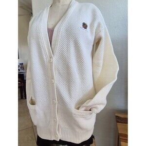 Leon Levin Hand Loomed, Vintage, Cotton Button Up, V Neck Sweater Sz Medium